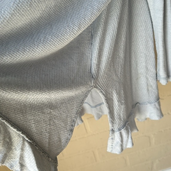 Free People shirt waffle weave knit small hi low‎ rayon linen blend grunge - Picture 4 of 5